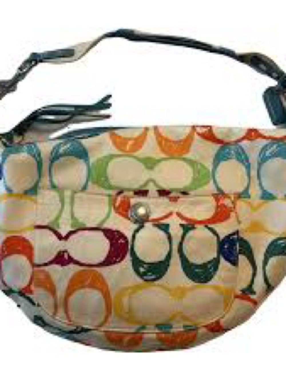 Coach Vintage Scribble ~Multicolor Canvas Crossbody with Cream Base